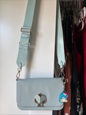 kate spade Sage Green/Sky Blue Crossbody Bag with Wide Strap